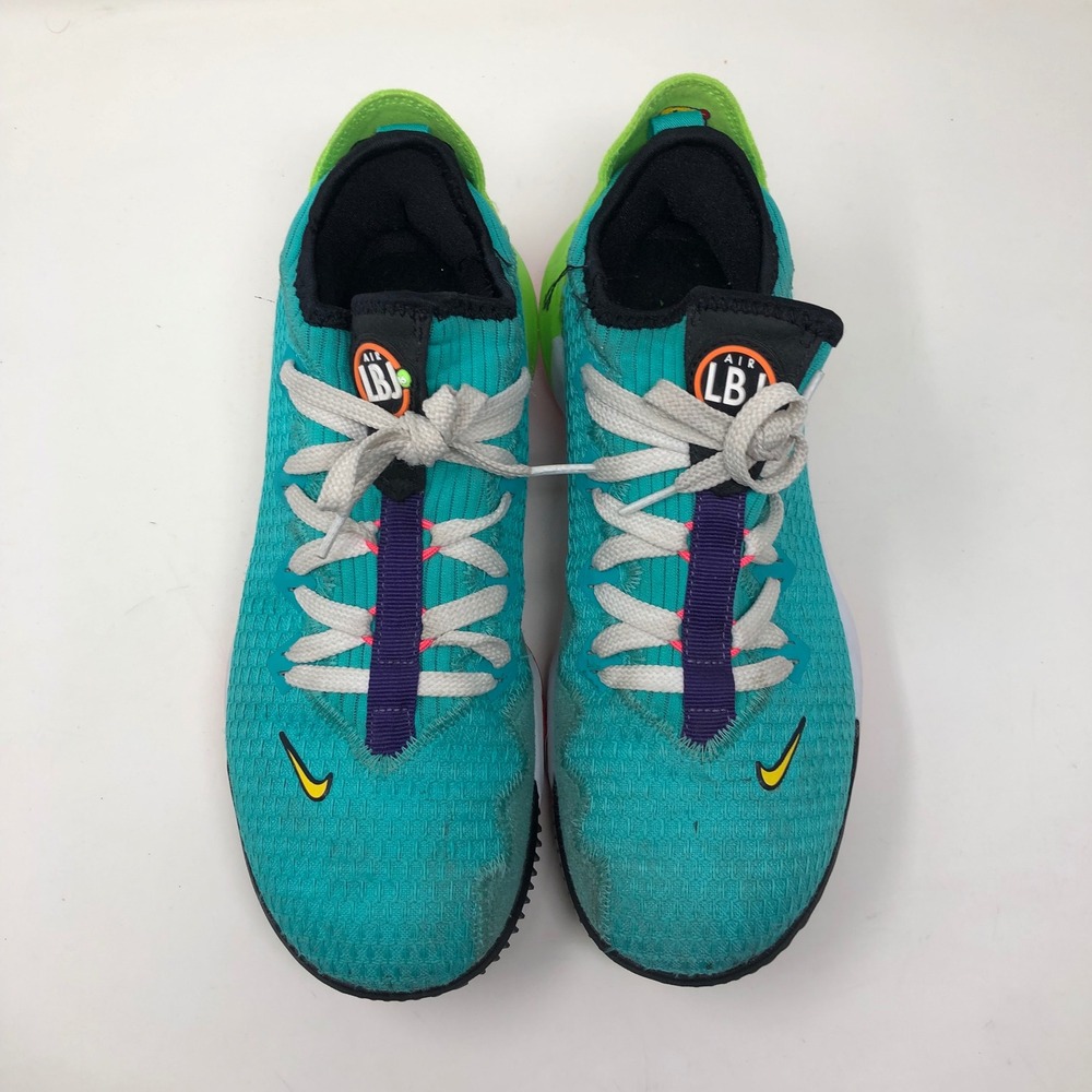 Nike LeBron 16 Low Mens 7.5 Basketball Shoes Hyper Jade Orange Green CI2668-301 - Picture 3 of 15